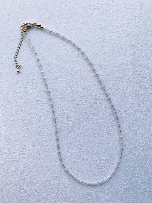 white N-STPE-0002 Natural  Gemstone Crystal Beads Chain Handmade Beaded Necklace