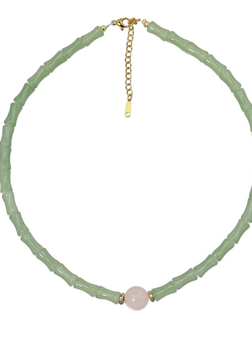 N2613 Vintage Geometric Alloy Freshwater Pearl Green Bracelet and Necklace Set
