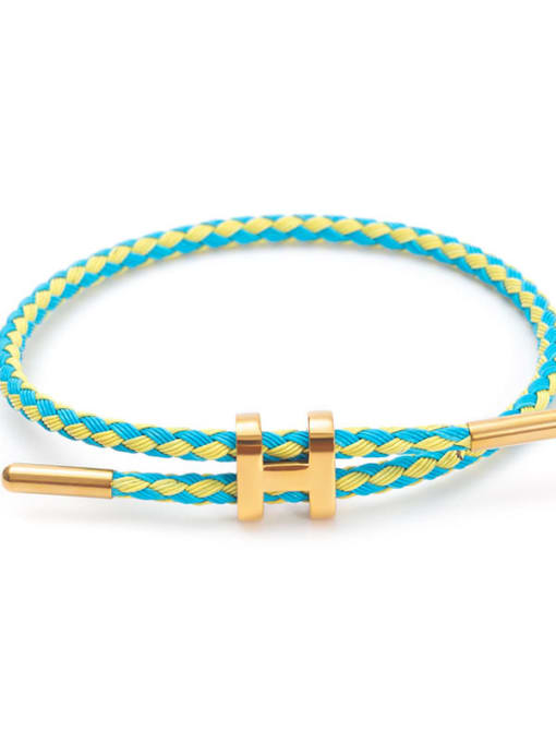Yellow and sky Blue Titanium Steel Adjustable Bracelet