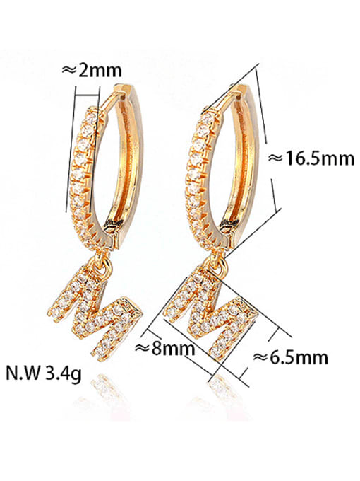 LM Copper Cubic Zirconia Letter a to z Stud Earring 2