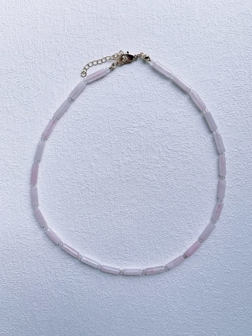 pink N-ST-0016 Natural Stone Geometric Bohemia Handmade Beaded Necklace