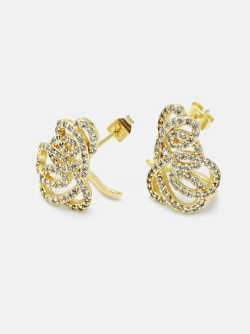 XYZ Brass Cubic Zirconia Geometric Luxury Stud Earring