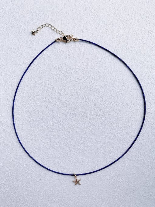 lasurite Chain N-DIY-007 Natural Stone Chain  Star Pendant Minimalist handmade Beaded Necklace