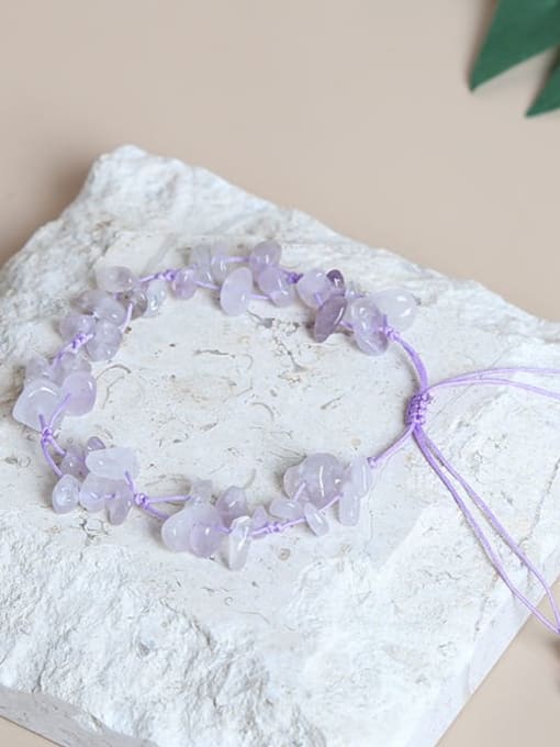Purple Jade gravel woven Bracelet Grey Moonlight Gravel irregular Minimalist Adjustable Bracelet