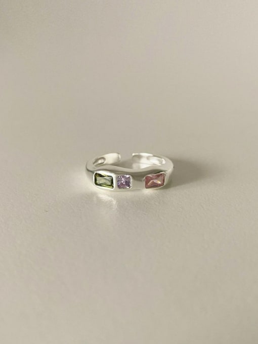 LM 925 Sterling Silver Cubic Zirconia Geometric Vintage Band Ring 1