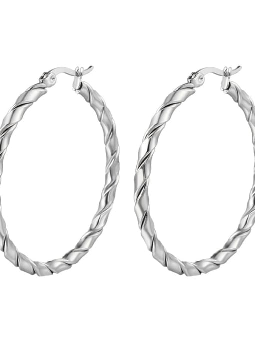 Double spiral winding Steel (large) Stainless steel Geometric Minimalist Hoop Earring