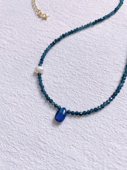 blue N-ST-0013 Natural  Gemstone Crystal Chain Irregular Bohemia Handmade Beaded Necklace