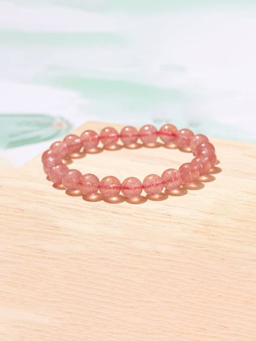 5A Natural Strawberry Crystal Bracelet Natural Stone Multi Color Geometric Minimalist Handmade Beaded Bracelet