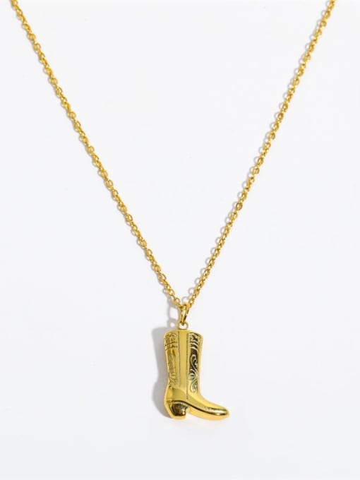 LM Stainless steel gold cowboy boots Necklace with waterproof