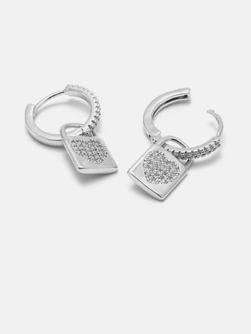 XYZ Brass Cubic Zirconia Locket Heart Minimalist Huggie Earring 3