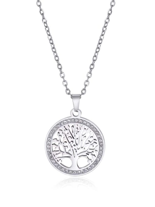Steel color Stainless steel Tree of Life Necklace
