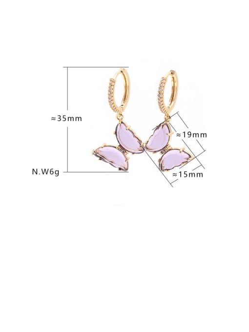 XYZ Brass Glass Stone Butterfly Minimalist Huggie Earring 3
