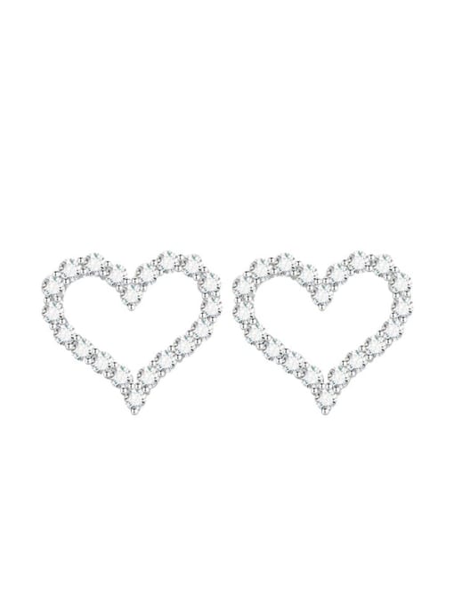 Earring Heart 925 Sterling Silver Cubic Zirconia White Earring and Necklace Set