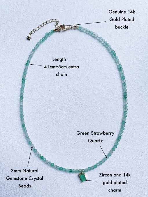 Scarlet White N-DIY-0027 Natural  Gemstone Crystal Bead Chain Multi Color Geometric Pendant Handmade Beaded Necklace 2