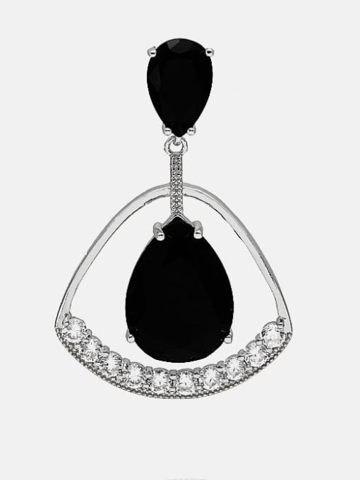 Platinum black Brass Glass Stone Geometric Minimalist Drop Earring