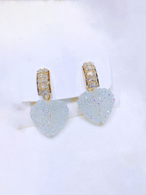 Light blue Brass Natural Stone Heart Minimalist Drop Earring