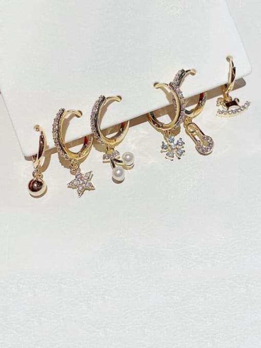Ming Brass Cubic Zirconia Star Minimalist Huggie Earring