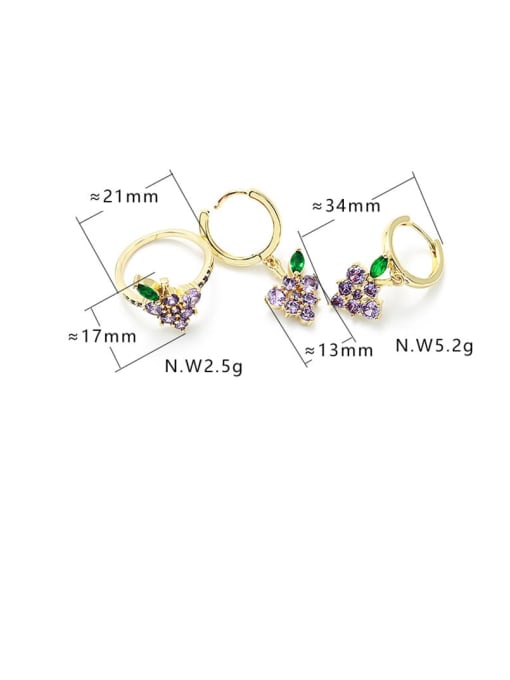 XYZ Brass Cubic Zirconia Friut Cute Huggie Earring 2