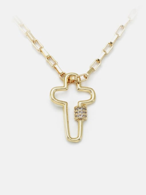 XYZ Brass  Hollow Cross Minimalist Necklace 0