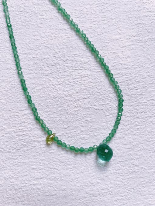 green N-ST-0012 Natural  Gemstone Crystal Chain Irregular Bohemia  Handmade Beaded Necklace
