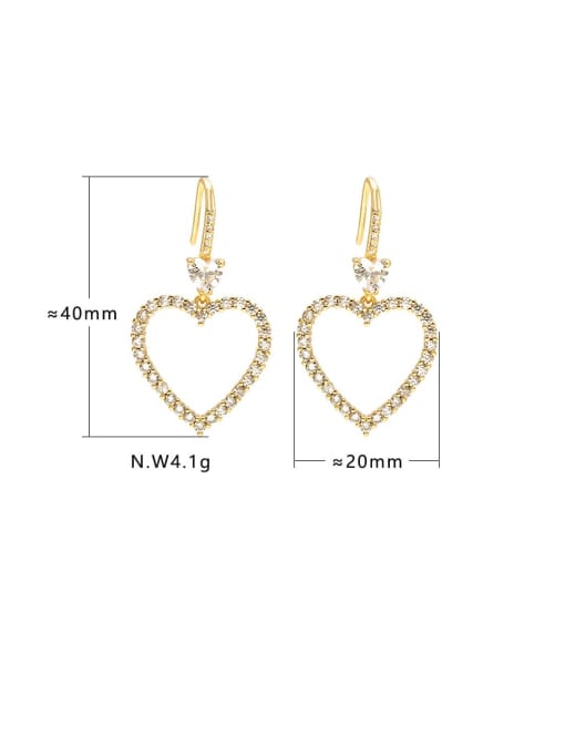 XYZ Brass Cubic Zirconia Heart Minimalist Hook Earring 2