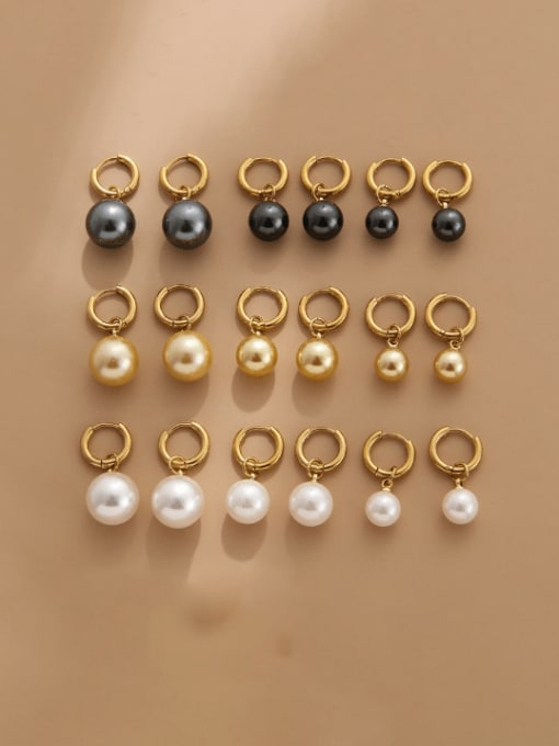 LM Stainless steel Imitation Pearl Geometric Minimalist Huggie Earring