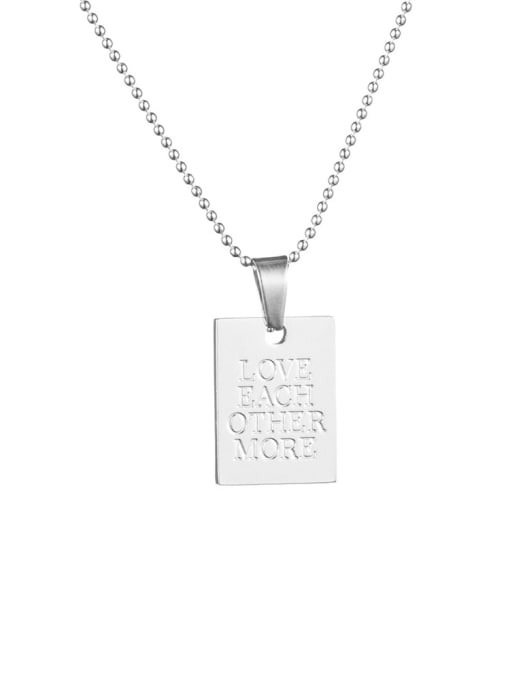 XH0870  Silver Color Stainless steel Geometric Necklace With words