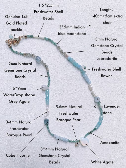 Scarlet White N-MIX-0001 Natural  Gemstone Crystal Chain Handmade Beaded Necklace 3