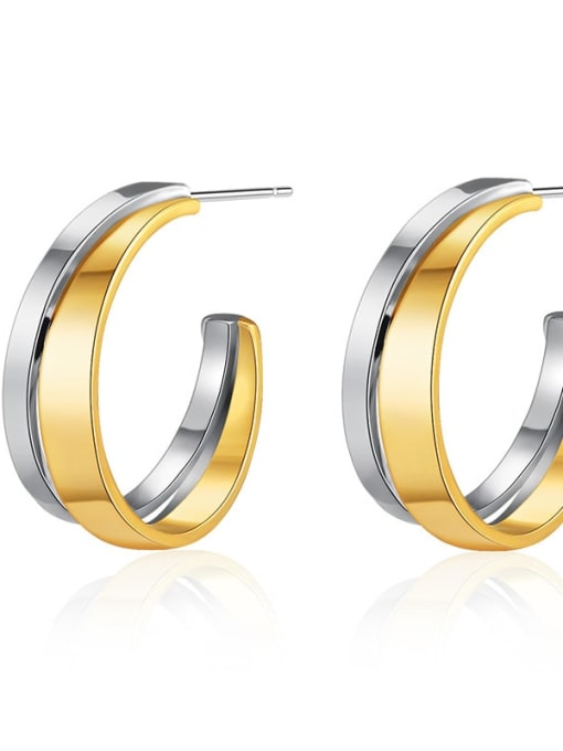 KE0703 Brass Gold and silver trend 2023 tricolor Earring