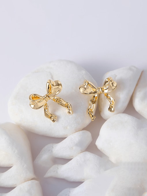 Gold earrings RE310508K Alloy Bowknot Minimalist Stud Earring