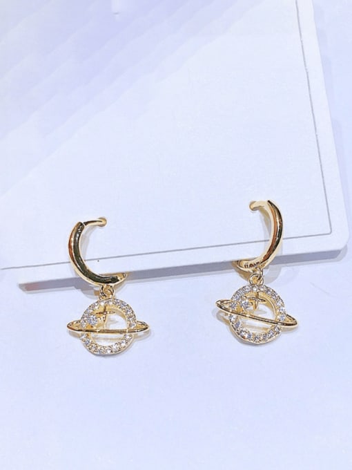 Golden pair Brass Cubic Zirconia Geometric Minimalist Huggie Earring