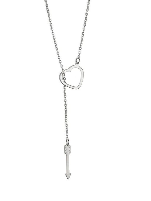 LM Stainless steel Heart Classic Lariat Necklace with two color 2