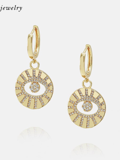 Gold zircon Brass Cubic Zirconia Geometric Vintage Huggie Earring
