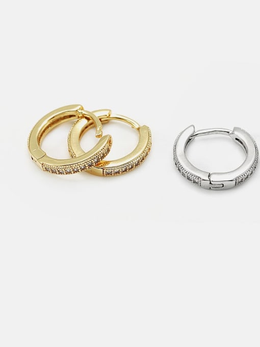 XYZ Brass Cubic Zirconia Round Minimalist Huggie Earring 2