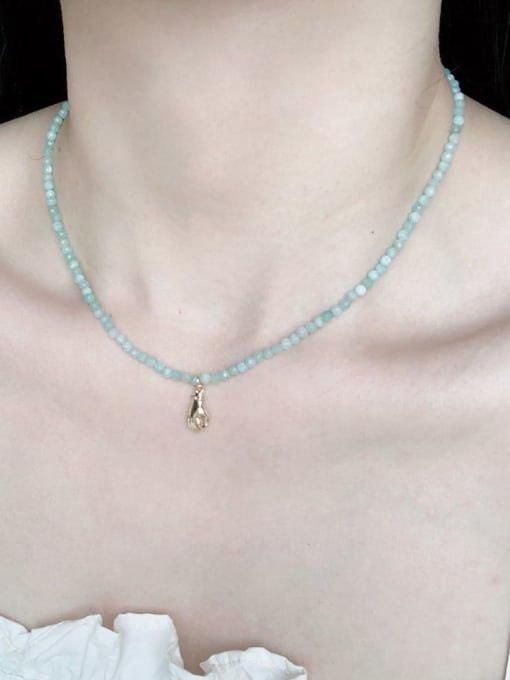 Scarlet White N-DIY-0023 Natural Gemstone Crystal Beads Chain Hand Pendant  Handmade Beaded Necklace 1