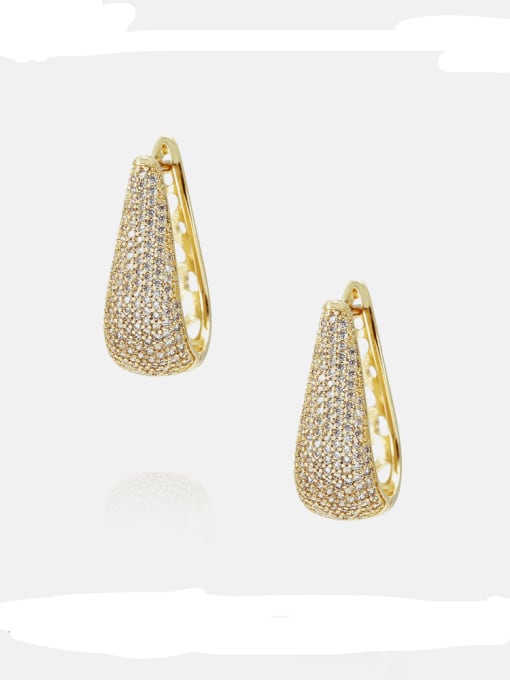 XYZ Brass Cubic Zirconia Geometric Minimalist Huggie Earring