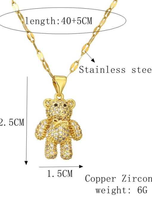 LM Brass Bear Necklace with steel chain 2