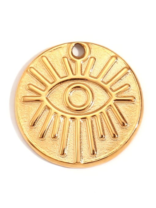 Relief Long Eyelash Round Coin Pendant Stainless steel 18K Gold Plated Irregular Charm