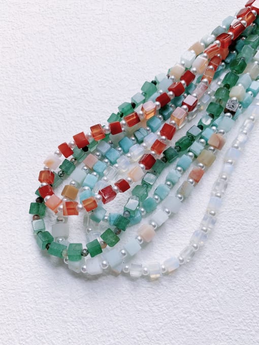 Scarlet White N-STPE-0012 Natural Gemstone Crystal Beads Chain Handmade Beaded Necklace