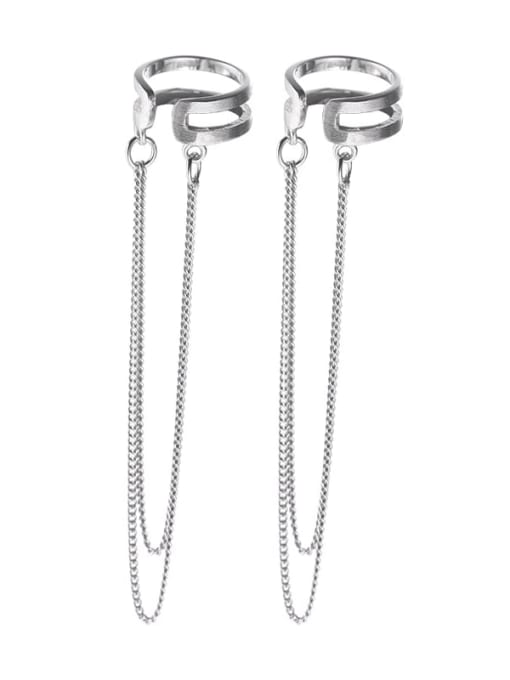 LM 925 Sterling Silver Geometric Threader Earring 0