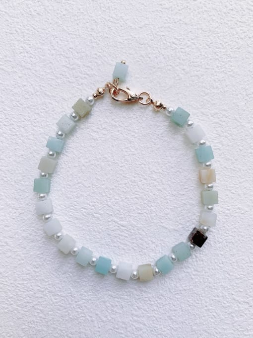 Scarlet White Natural  Gemstone Crystal Beads Chain  Minimalist Handmade Beaded Bracelet 0