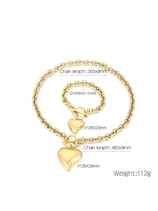 LM Stainless steel Big Heart Statement Necklace Waterproof 3