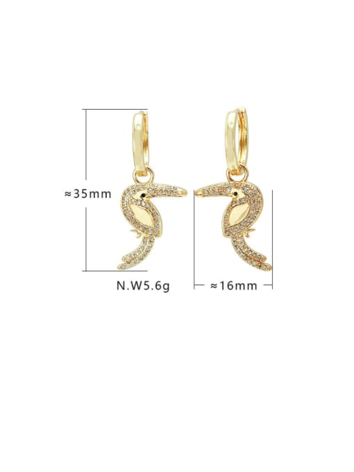 XYZ Brass Cubic Zirconia Bird Cute Huggie Earring 2
