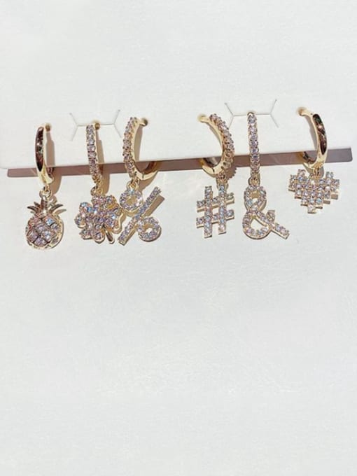 Ming Brass Cubic Zirconia Geometric Minimalist Huggie Earring