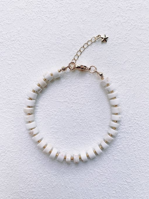 whhite Natural  Gemstone Crystal Beads Chain  Minimalist Handmade Beaded Bracelet