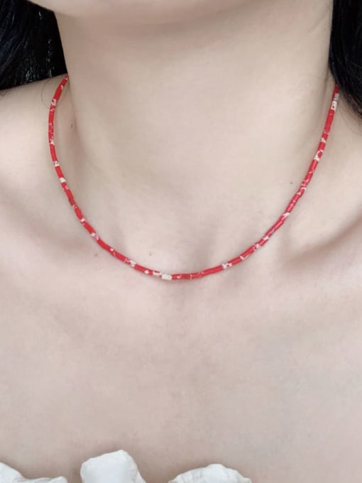 Scarlet White N-ST-0019 Natural Stone Multi Color Irregular Bohemia Handmade Beaded Necklace 2