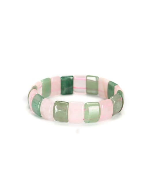 Pink Crystal Green Dongling Natural Stone Geometric Minimalist Handmade Beaded Bracelet