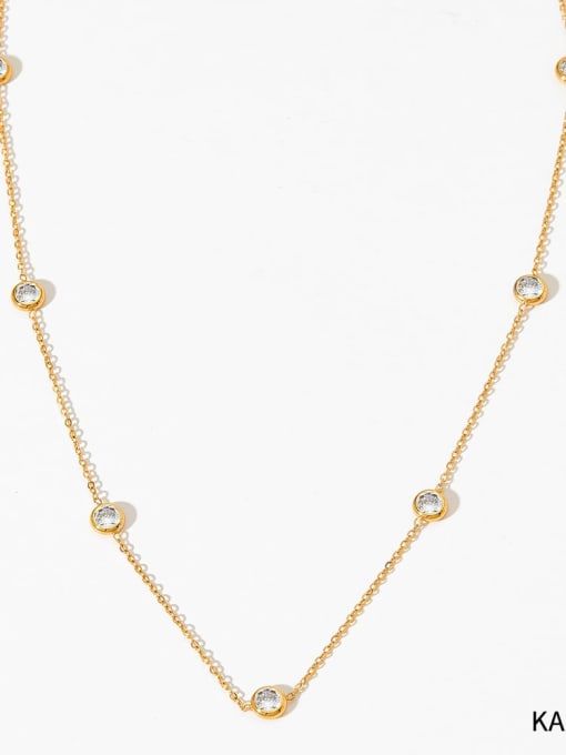 KAD929, Gold, White CZ Stainless steel Geometric Necklace