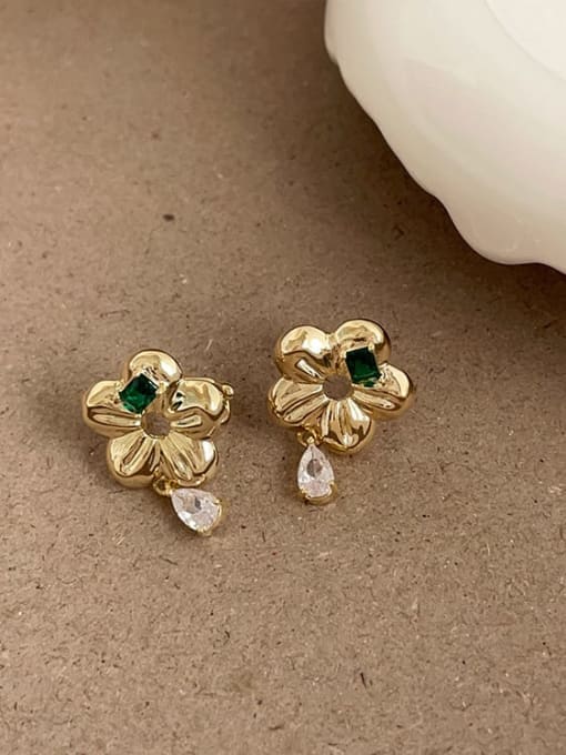 Golden Flower Alloy Imitation Pearl Flower Trend Clip Earring
