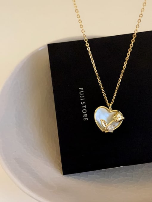 Shell Love Alloy Shell Heart Dainty Necklace